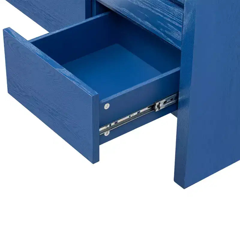 Buffet 3 portes et 3 tiroirs couleur naturelle / bleu marine – Jusqu'à 2 places assises côte à côte
