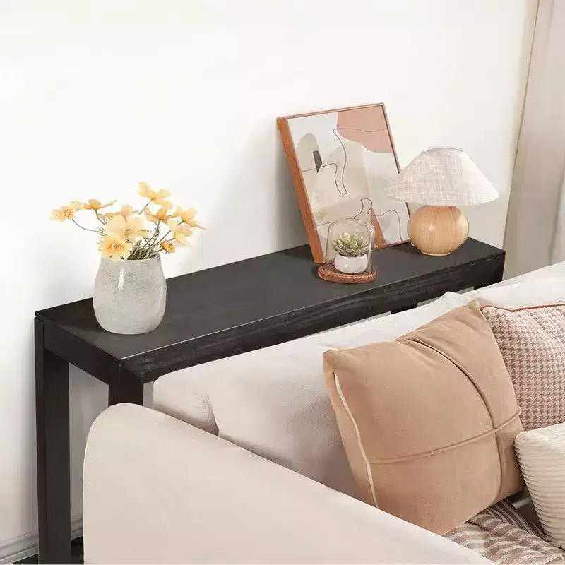 Console noire rectangulaire en bois de pin de 46 pouces
