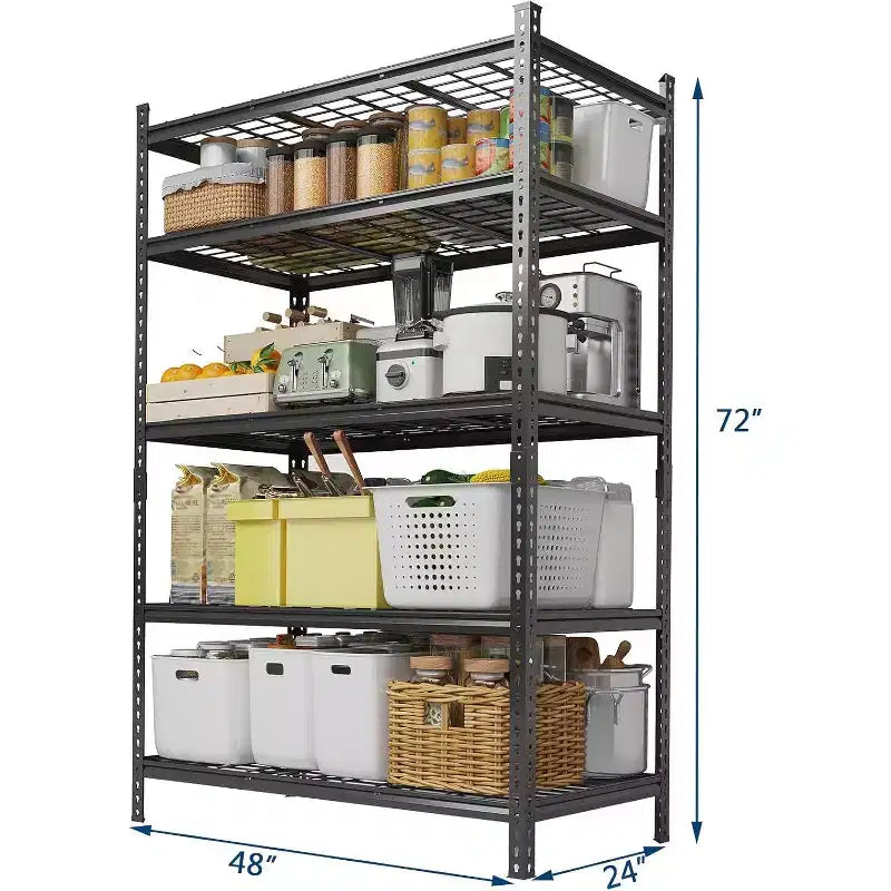 Étagère de rangement en métal à 5 niveaux, argentée – Réglable, pour 1 à 2 personnes