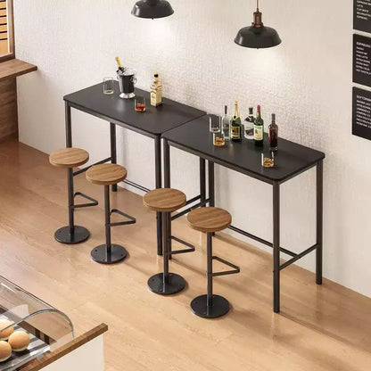 Table de bar rectangulaire noire, hauteur comptoir, 4 places