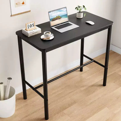 Table de bar rectangulaire noire, hauteur comptoir, 4 places