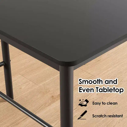 Table de bar rectangulaire noire, hauteur comptoir, 4 places