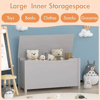 Coffre à jouets avec couvercle à charnière de sécurité, Marron / Gris / Blanc, pour les 2 ans et plus