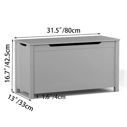 Coffre à jouets avec couvercle à charnière de sécurité, Marron / Gris / Blanc, pour les 2 ans et plus
