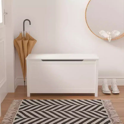 Coffre à jouets avec couvercle à charnière de sécurité, Marron / Gris / Blanc, pour les 2 ans et plus