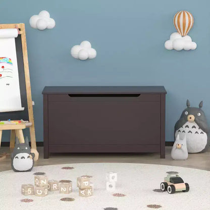 Coffre à jouets avec couvercle à charnière de sécurité, Marron / Gris / Blanc, pour les 2 ans et plus