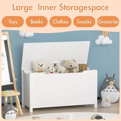 Coffre à jouets avec couvercle à charnière de sécurité, Marron / Gris / Blanc, pour les 2 ans et plus