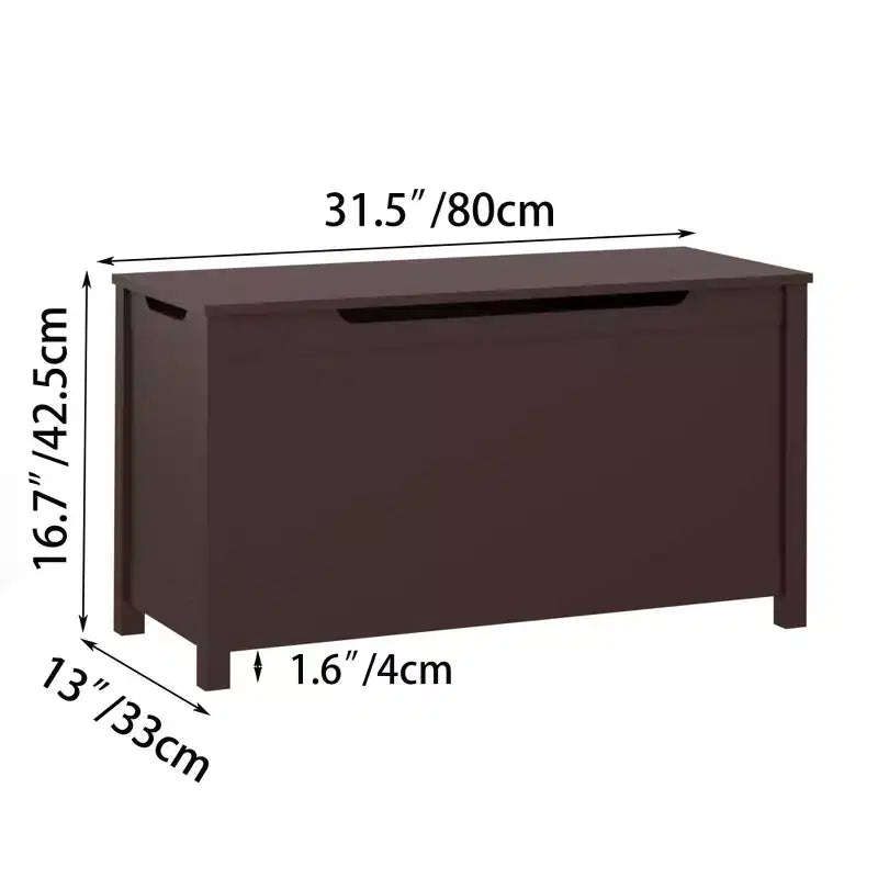 Coffre à jouets avec couvercle à charnière de sécurité, Marron / Gris / Blanc, pour les 2 ans et plus