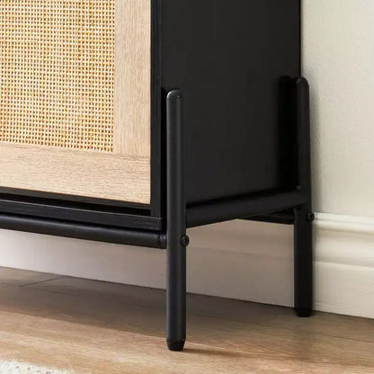 Meuble à chaussures en rotin Black+Oak / Chêne / Chêne Blanc avec 4 tiroirs à abattant, autoportant, capacité de 18 paires