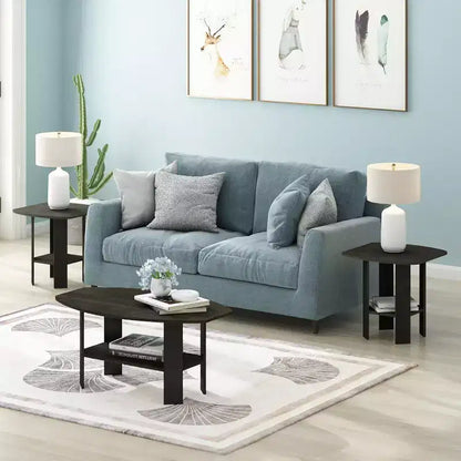 Table basse minimaliste noire, 4 pieds, un seul niveau