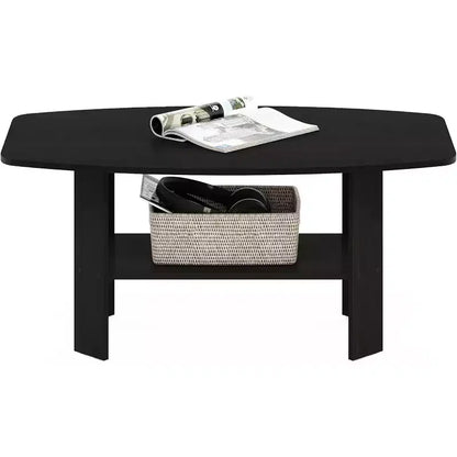 Table basse minimaliste noire, 4 pieds, un seul niveau