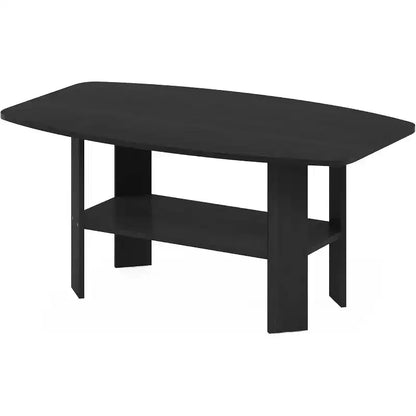 Table basse minimaliste noire, 4 pieds, un seul niveau