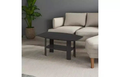 Table basse minimaliste noire, 4 pieds, un seul niveau