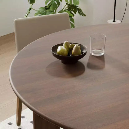 Table de salle à manger ronde en bois massif marron, 4 places