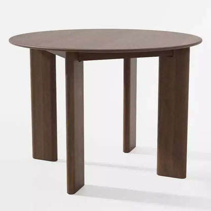 Table de salle à manger ronde en bois massif marron, 4 places
