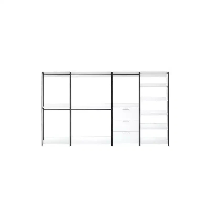 Système de Rangement Autoportant Blanc et Noir – 4 Tours, 8 Étagères, pour 1 Personne