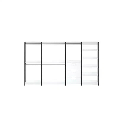 Système de Rangement Autoportant Blanc et Noir – 4 Tours, 8 Étagères, pour 1 Personne