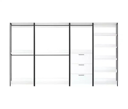 Système de Rangement Autoportant Blanc et Noir – 4 Tours, 8 Étagères, pour 1 Personne