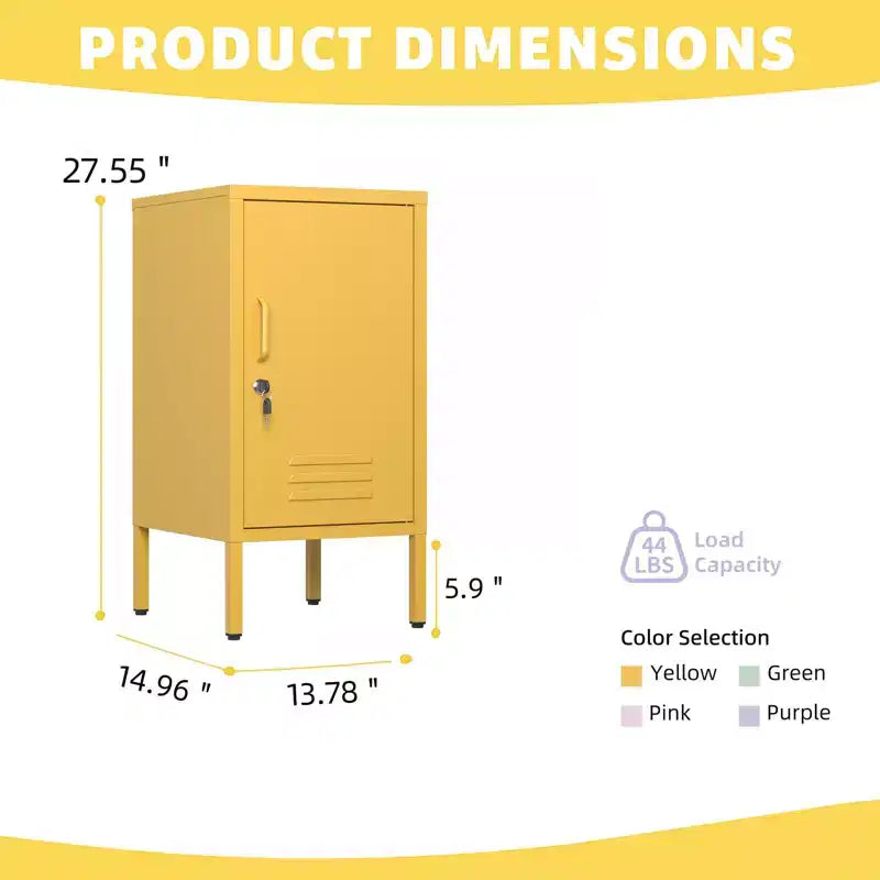 Table d'appoint casier en métal vert/orange/rose/violet – Armoire de rangement à 1 porte avec étagère réglable, conception anti-basculement