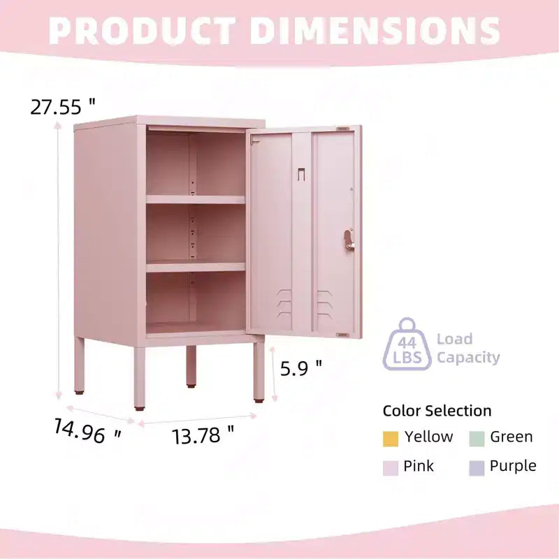Table d'appoint casier en métal vert/orange/rose/violet – Armoire de rangement à 1 porte avec étagère réglable, conception anti-basculement
