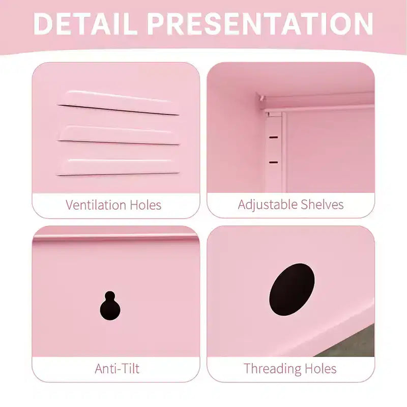 Table d'appoint casier en métal vert/orange/rose/violet – Armoire de rangement à 1 porte avec étagère réglable, conception anti-basculement