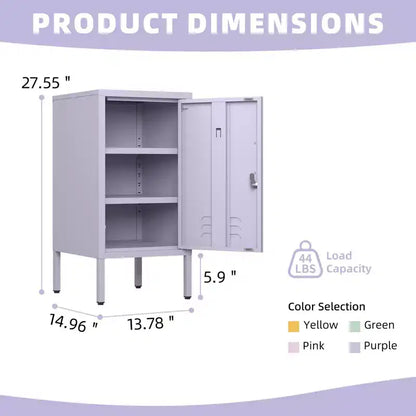 Table d'appoint casier en métal vert/orange/rose/violet – Armoire de rangement à 1 porte avec étagère réglable, conception anti-basculement