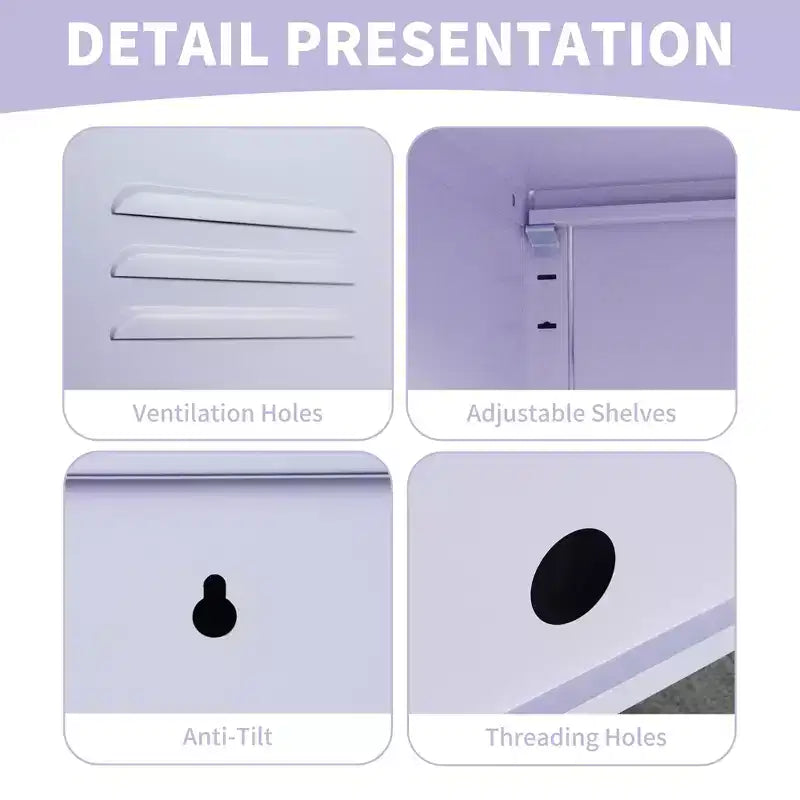 Table d'appoint casier en métal vert/orange/rose/violet – Armoire de rangement à 1 porte avec étagère réglable, conception anti-basculement