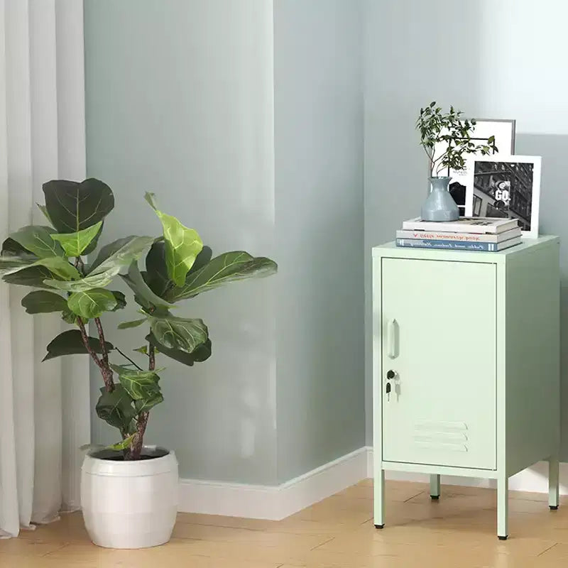 Table d'appoint casier en métal vert/orange/rose/violet – Armoire de rangement à 1 porte avec étagère réglable, conception anti-basculement