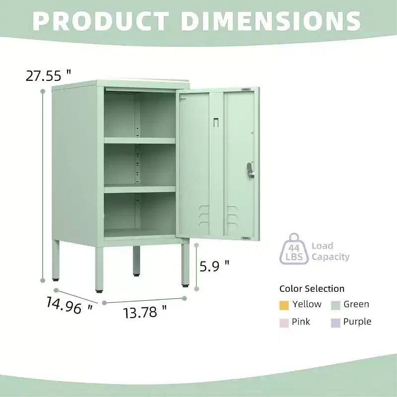Table d'appoint casier en métal vert/orange/rose/violet – Armoire de rangement à 1 porte avec étagère réglable, conception anti-basculement
