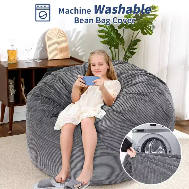 Pouf et lit convertible 2-en-1 gris foncé / gris clair / bleu marine – 2 places
