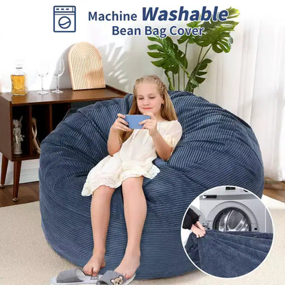 Pouf et lit convertible 2-en-1 gris foncé / gris clair / bleu marine – 2 places