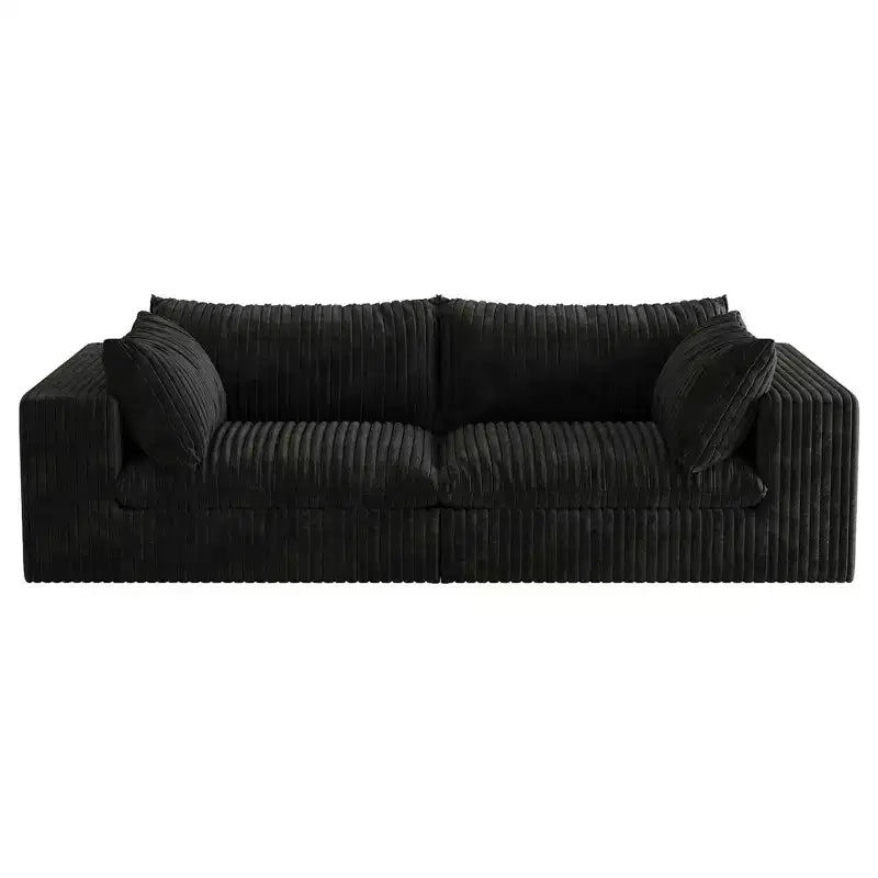Canapé en velours côtelé Deep Seat Cloud, 2 places – Noir / Bleu / Blanc