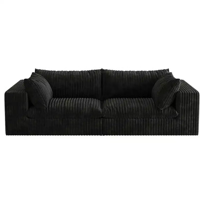 Canapé en velours côtelé Deep Seat Cloud, 2 places – Noir / Bleu / Blanc