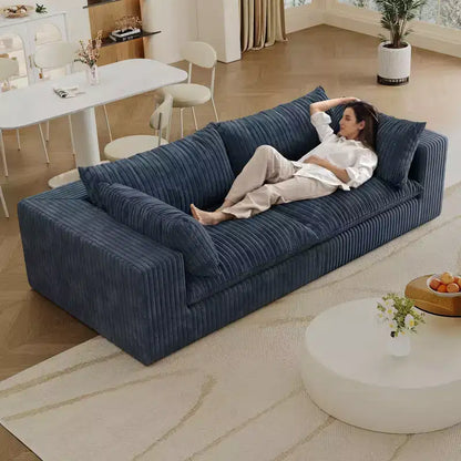 Canapé en velours côtelé Deep Seat Cloud, 2 places – Noir / Bleu / Blanc