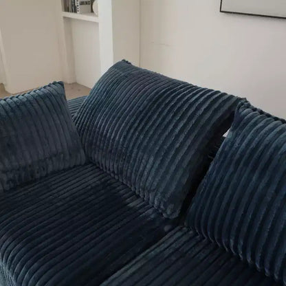 Canapé en velours côtelé Deep Seat Cloud, 2 places – Noir / Bleu / Blanc