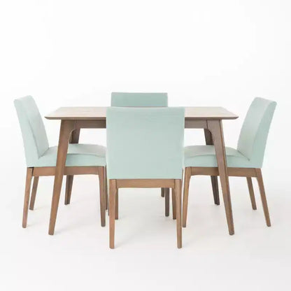 Chêne/Thé Vert, Ensemble de salle à manger 5 pièces, style Mid-Century, 4 places