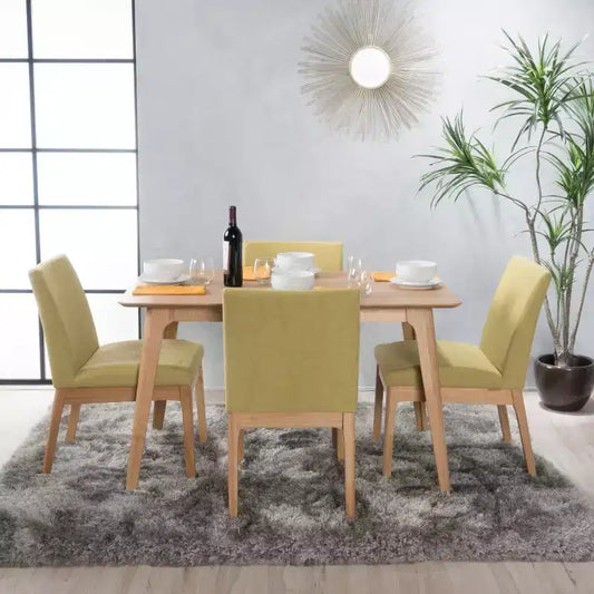 GDFStudio Brittany 5 Piece Mid-Century Modern Fabric Upholstered Dining Set