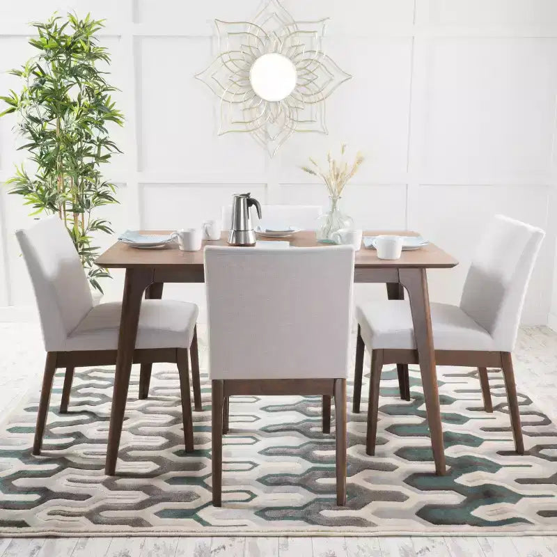Chêne/Thé Vert, Ensemble de salle à manger 5 pièces, style Mid-Century, 4 places