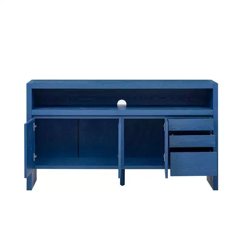 Buffet 3 portes et 3 tiroirs couleur naturelle / bleu marine – Jusqu'à 2 places assises côte à côte