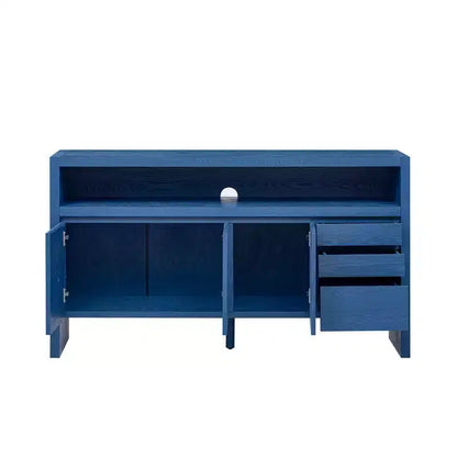 Buffet 3 portes et 3 tiroirs couleur naturelle / bleu marine – Jusqu'à 2 places assises côte à côte
