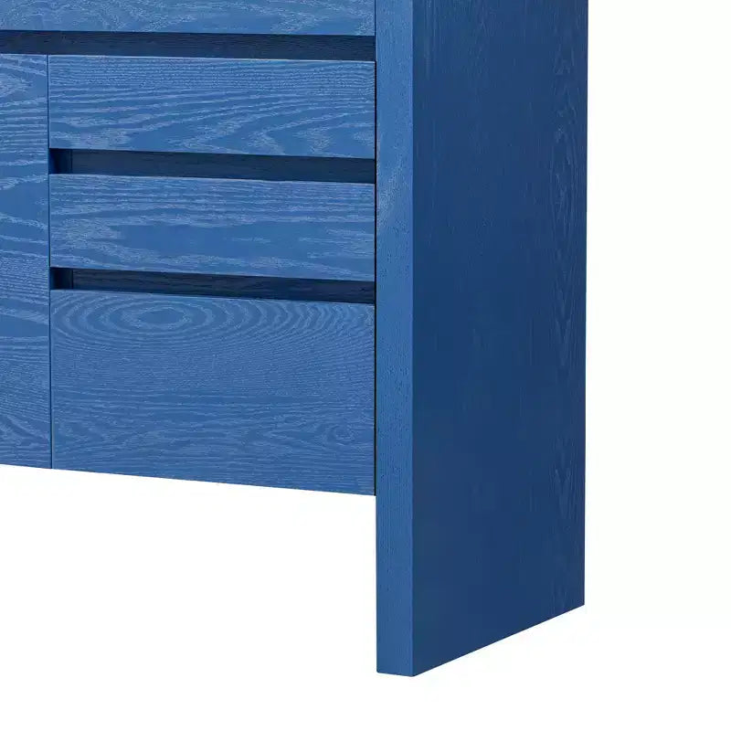 Buffet 3 portes et 3 tiroirs couleur naturelle / bleu marine – Jusqu'à 2 places assises côte à côte