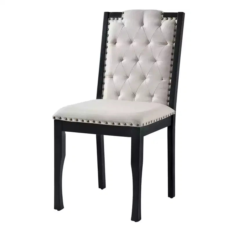 Ensemble de table à manger rectangulaire noire / espresso, rembourrée, 6 places