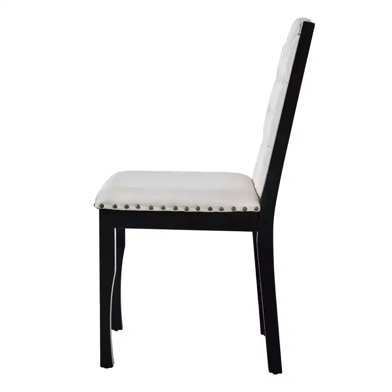 Ensemble de table à manger rectangulaire noire / espresso, rembourrée, 6 places