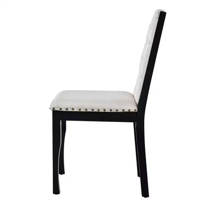Ensemble de table à manger rectangulaire noire / espresso, rembourrée, 6 places