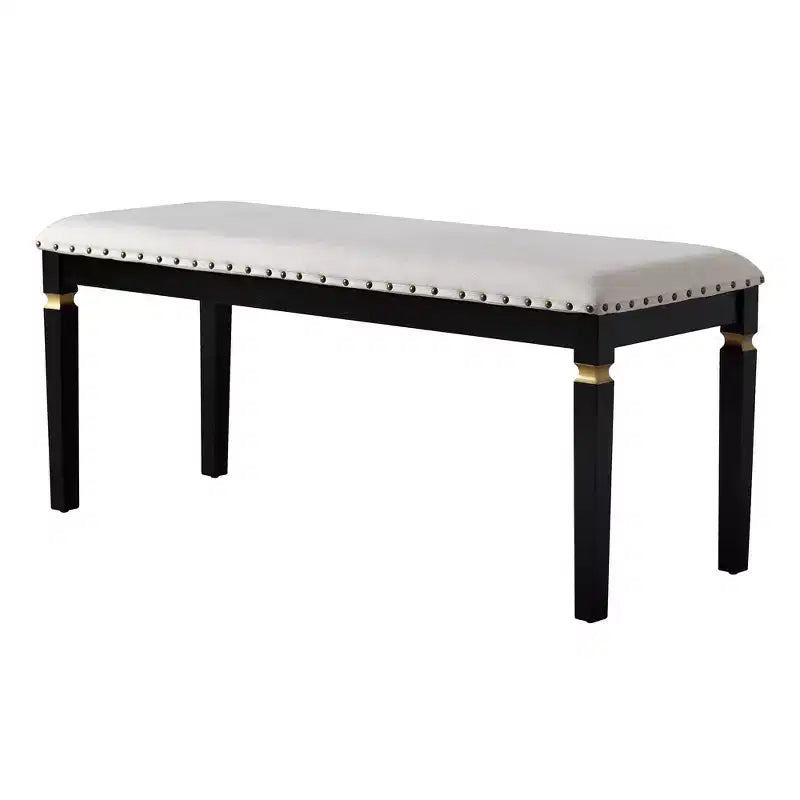 Ensemble de table à manger rectangulaire noire / espresso, rembourrée, 6 places