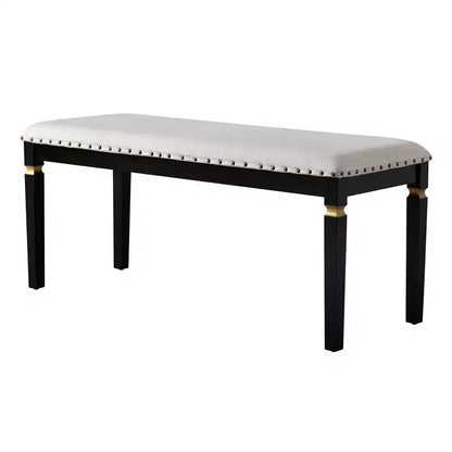 Ensemble de table à manger rectangulaire noire / espresso, rembourrée, 6 places