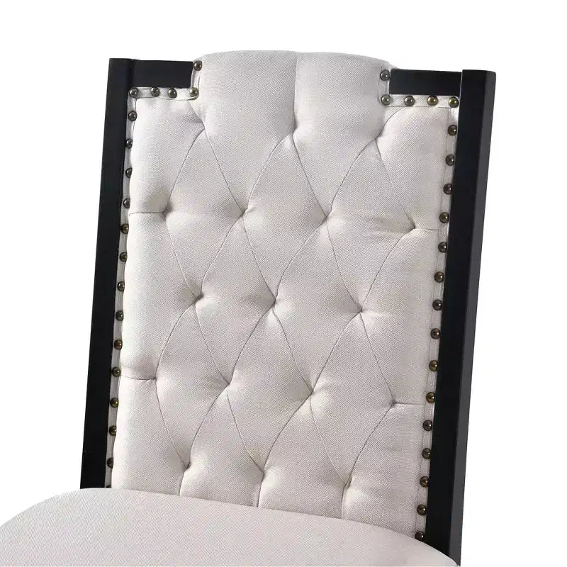 Ensemble de table à manger rectangulaire noire / espresso, rembourrée, 6 places