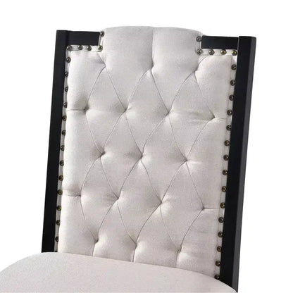 Ensemble de table à manger rectangulaire noire / espresso, rembourrée, 6 places