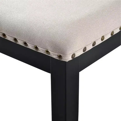 Ensemble de table à manger rectangulaire noire / espresso, rembourrée, 6 places