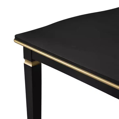 Ensemble de table à manger rectangulaire noire / espresso, rembourrée, 6 places